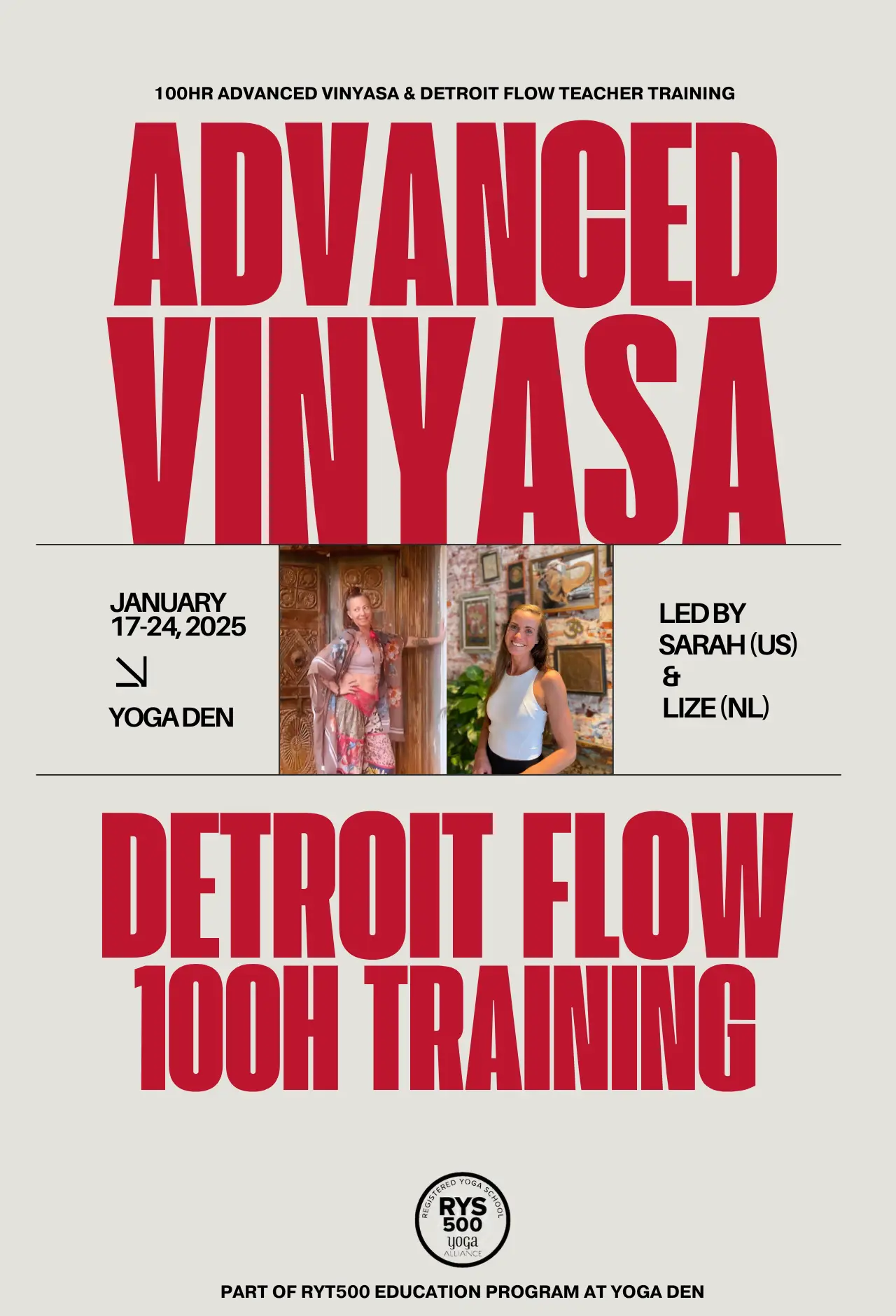 100h Advanced Vinyasa & Detroit Flow YTT