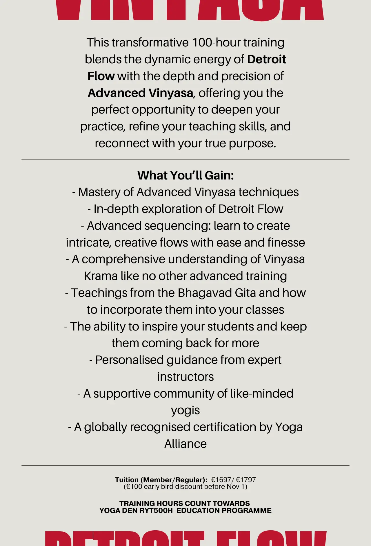 100h Advanced Vinyasa & Detroit Flow YTT