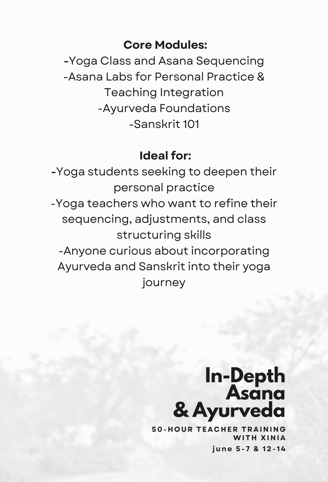In-depth Asana Ayurveda Yoga Teacher training